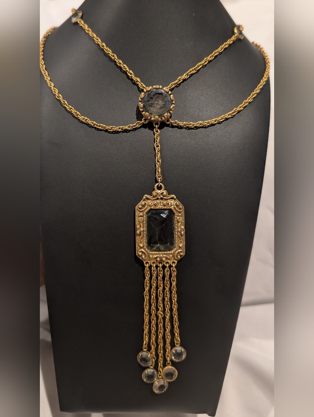 Gold Double-Strand Medallion Pendant Necklace - Women's Jewelry - Picture 8 of 8